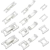 CRAFTYMELODY 12Pcs Fold Over Clasp 4 Style Brass Extension Clasp Snap Lock Closure End Caps Watch Silver Jewelry Clasp for Bracelet Necklace DIY Jewelry Making Findings Accessory