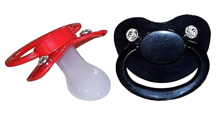 Exklusiver XXL Adult Baby Pacifier Schnuller mit 2 strahlenden SWAROVSKI Kristallen Fetisch BDSM Sexspielzeug (Schwarz)