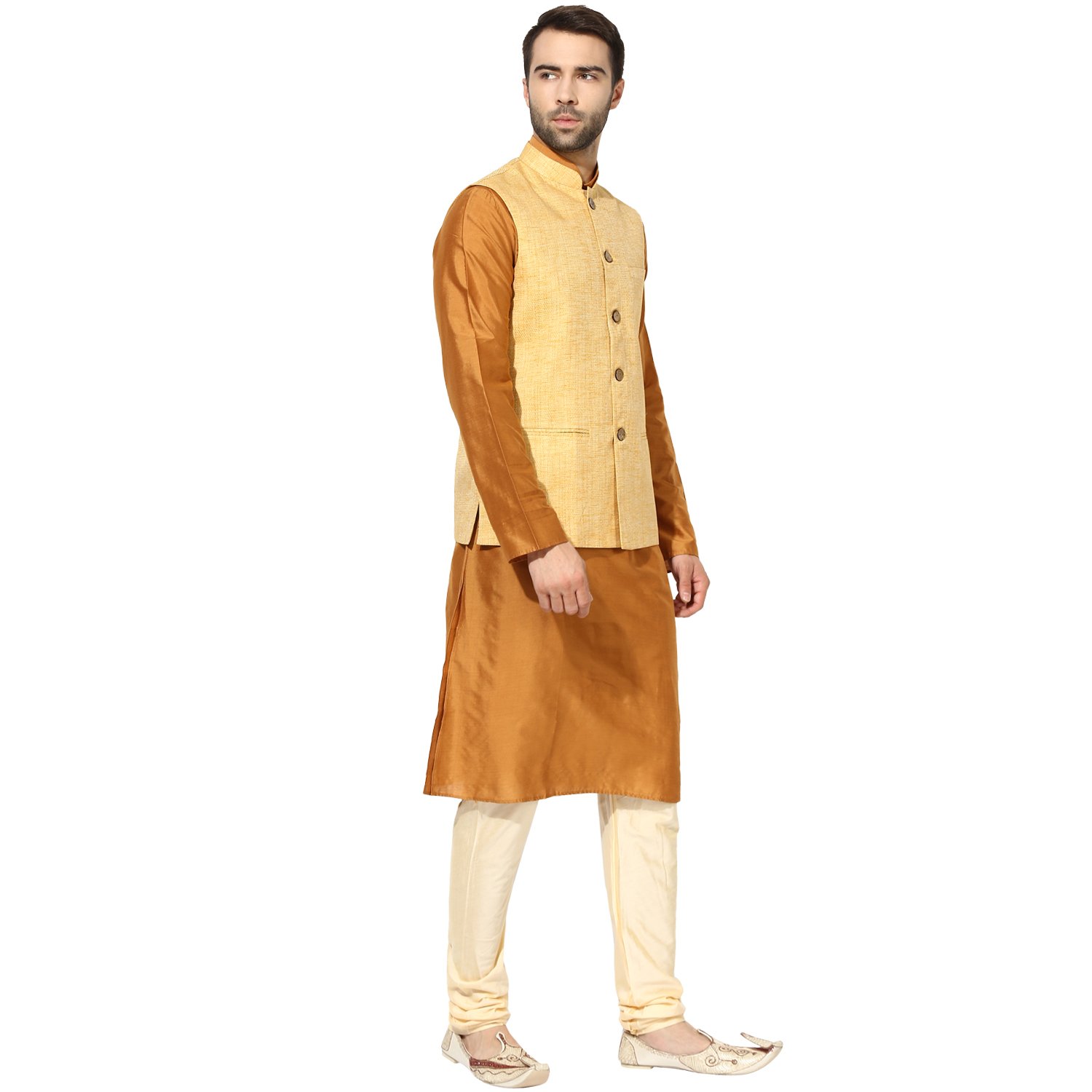 kisah brocade cotton silkself designwaistcoat for for men's