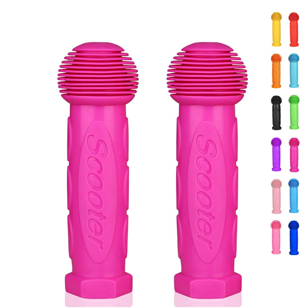 OTFAITP Bicycle Grip - 1 Pair Fit for 2-3-4 Wheels Kids Kick Scooter, Children Bike Grip - Swing Scooter (Rose Red)