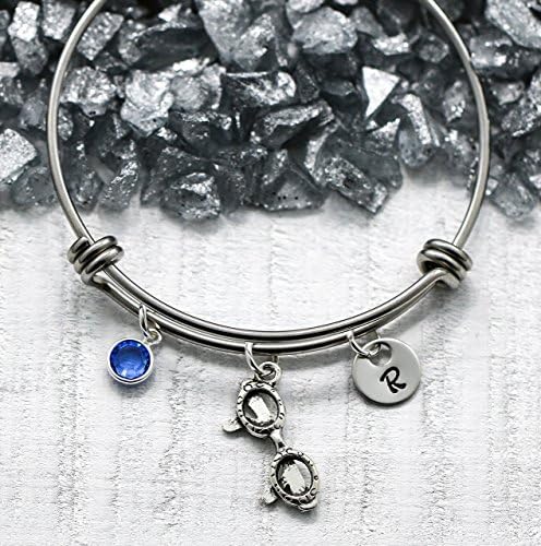 Sunglasses Bracelet - Personalized Fun Beach Jewelry for Girls - Cute Summer Themed Gifts for Women - Custom Birthstone & Initial - Fast Shipping