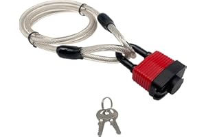 Cable Lock 4ft / 1.2 Meters Long - Steel Cable 1.2 m / 47” for Bicycle with Hook and Loop Fasteners - Steel Cable 4 feet for 