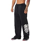 Piuntersite Men's Skull Print Sweatpants Relaxed Fit Punk Gothic Joggers Streetwear Hip Hop Lounge Track Pants with Pockets