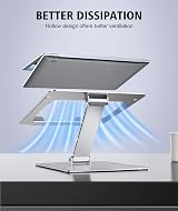 Glangeh Adjustable Laptop Stand 10-16in Aluminum Ergonomic Riser Silver view 7