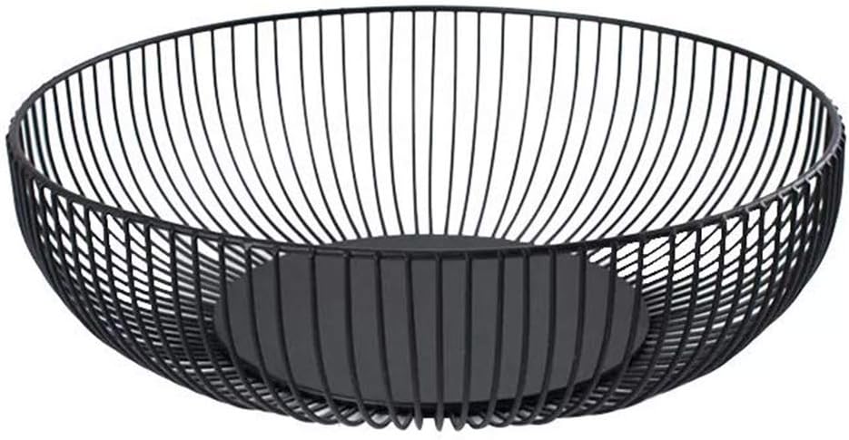 Metal Wire Countertop Fruit Bowl Basket Holder Stand for Kitchen | Black Modern Home Table Decor - 11 Inch (Hemisphere)
