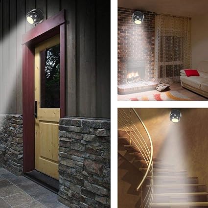 Matefielduk COB LED PIR Sensor de movimiento Luz nocturna Rotativo Pasillo Pasillo Lámpara de pared - - Amazon.com