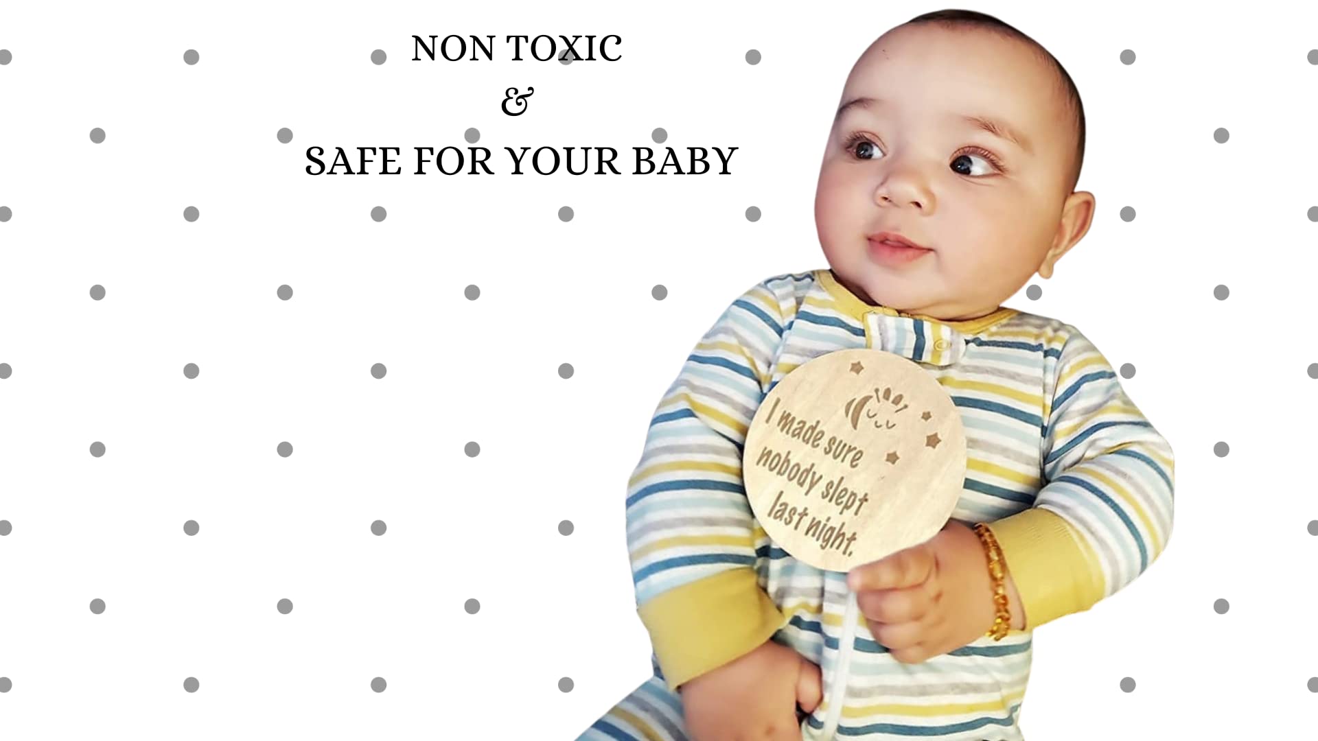Funny Baby Monthly Milestone Announcement Cards | 13 Round Wooden Double Sided Signs | Gender Neutral Gifts | Baby Shower | Fun Photo Props | Baby Registry | Pregnancy Gift | Baby Photo Props