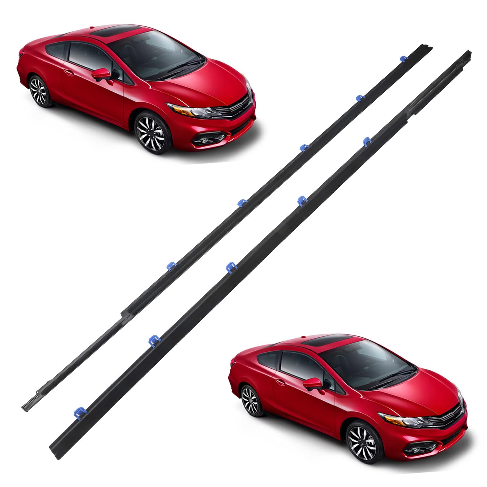 Dtomi Window Weatherstrip Trim For Honda Civic Coupe 2012-2015 - 2PC Replacement Seal
