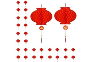 KYMY 30pcs Chinese Red Paper Lanterns,Red Hanging Round Decorative Chinese Paper Lanterns for Lunar Dragon New Year,Spring Festival,Lantern Festival,Wedding Celebration (20cm-7.9inch)