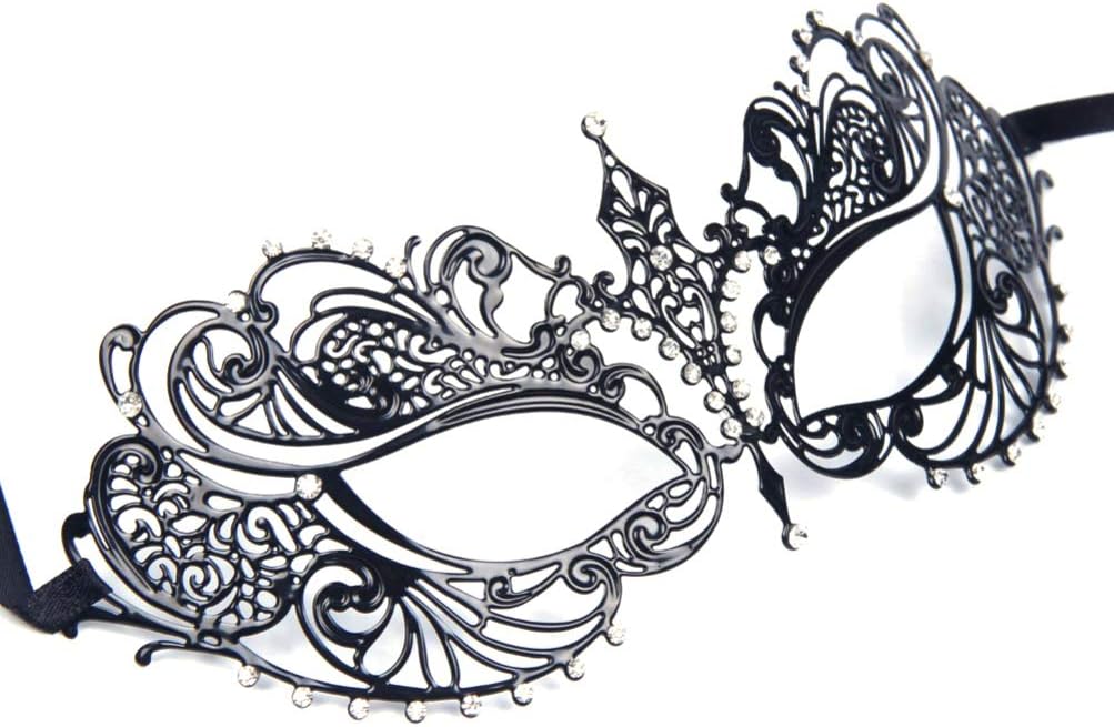 VORCOOL Masquerade Mask for Women - Black Rhinestone & Metal Crystal Mask for Ball & Party - Image 4