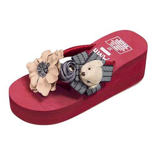 high heeled flip flops wedge