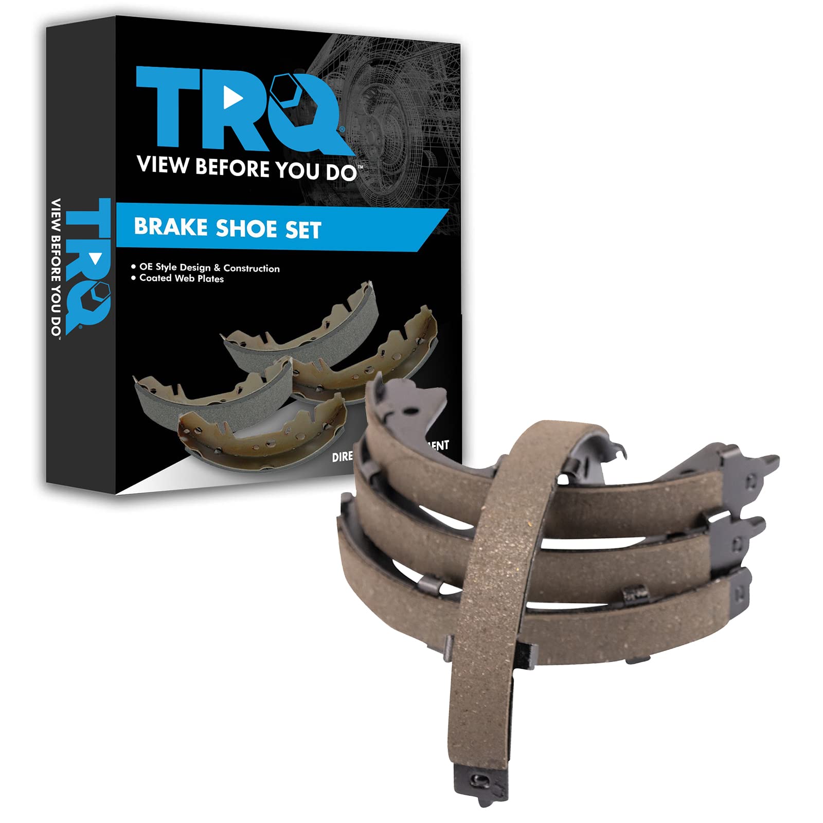 TRQ Rear Parking Brake Shoe Set Compatible with
