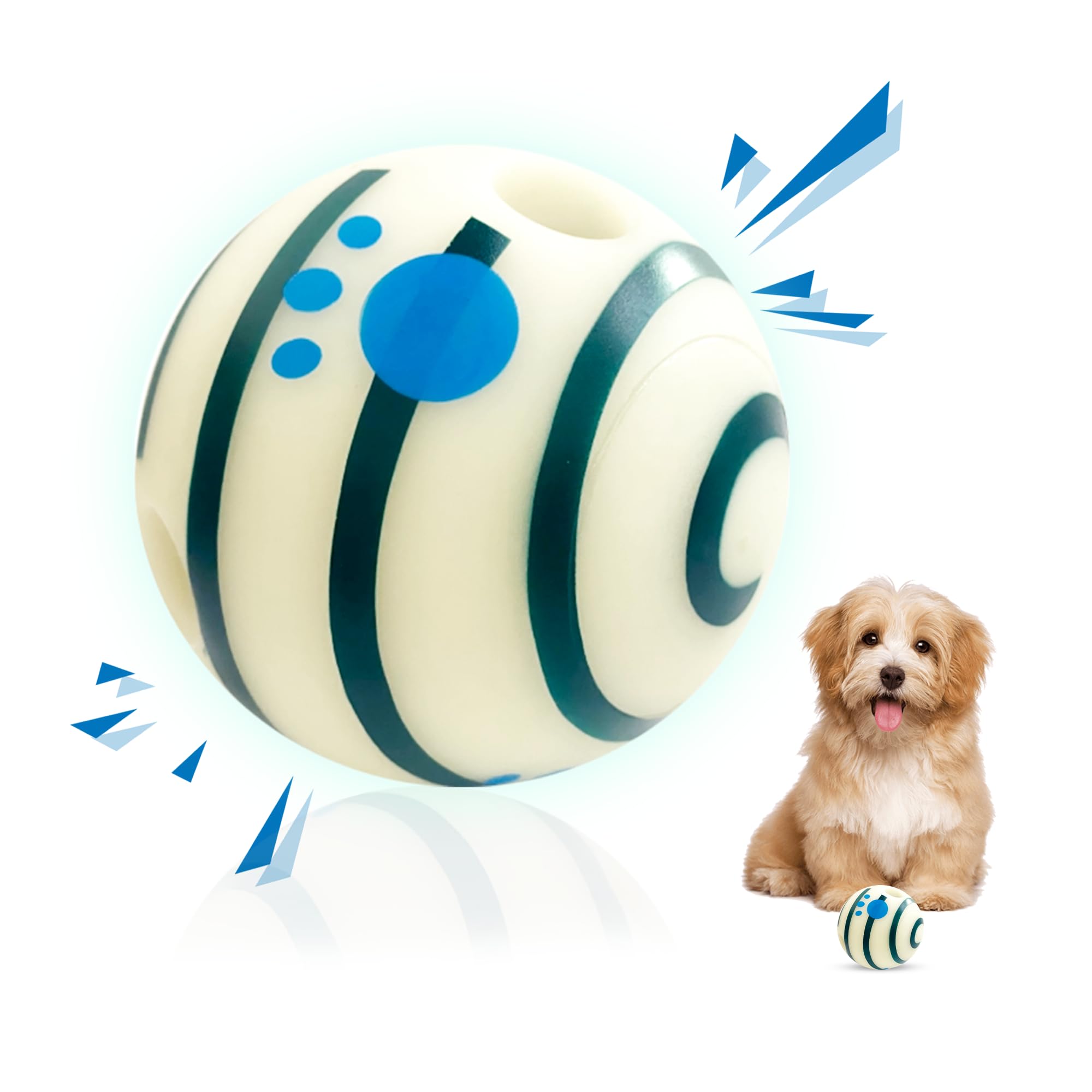SIKARAAM 7cm Wobble Giggle Dog Ball, Glow in the Dark Interactive Dog Ball Squeaky Dog Toys Ball for Relieve, Anxiety, Gift for Dogs (2.75'')