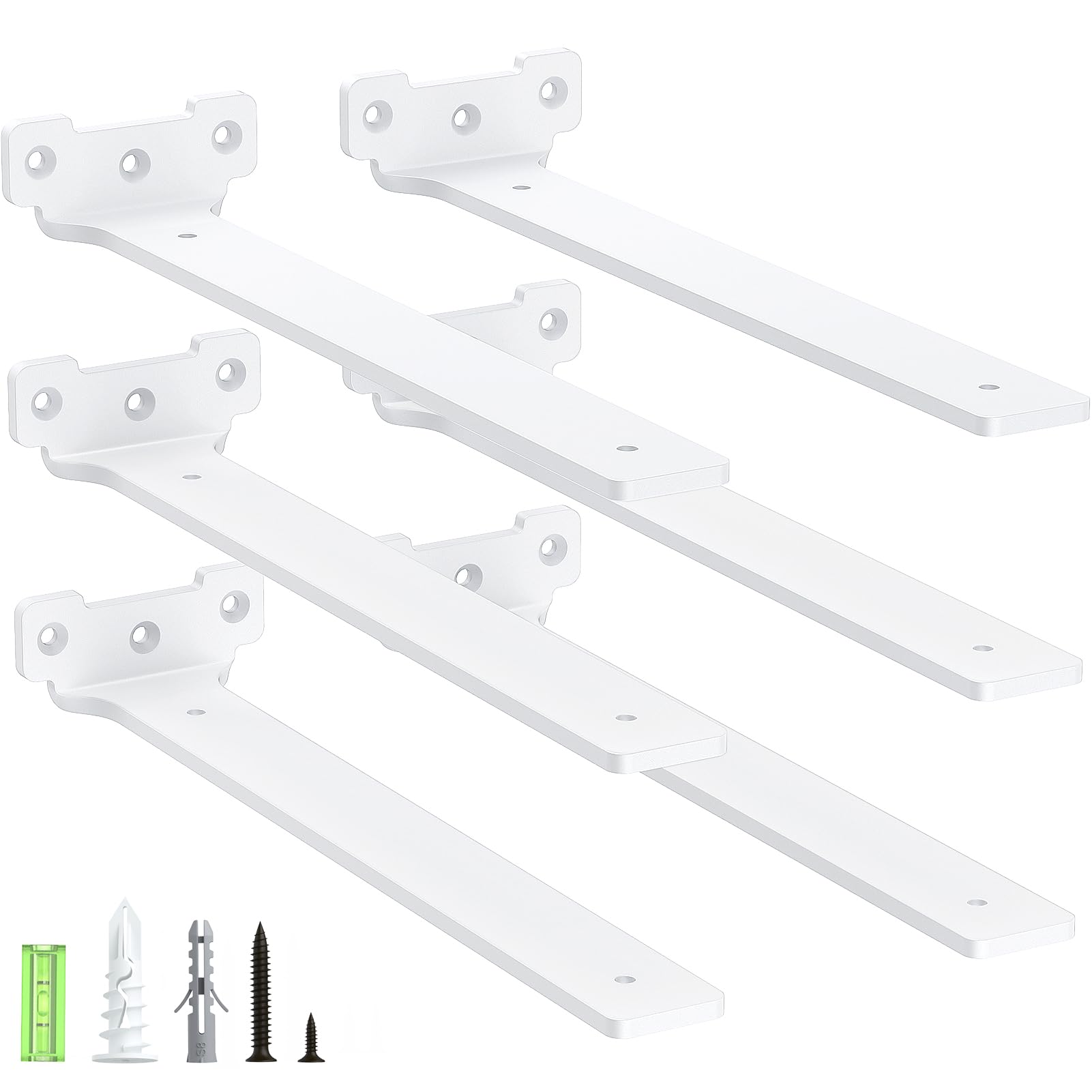 Yeabett Shelf Brackets, 6 Pack Right Angle Floating Shelf Brackets 30cm, 70kg Load Capacity, White