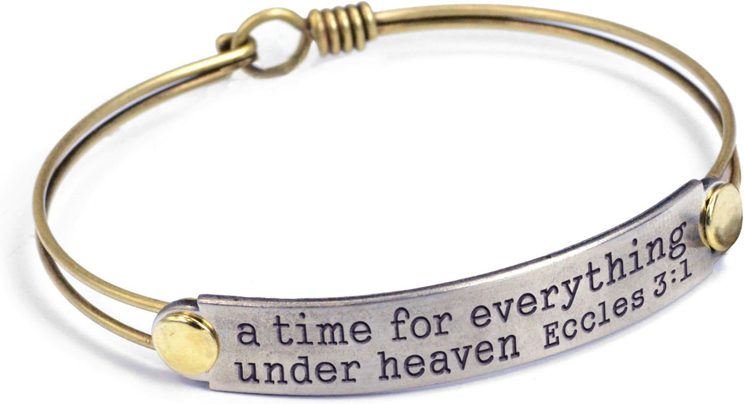 Sweet Romance Engraved Bible Verse Inspirational Faith Religious Bar Bangle Bracelets, 12 Messages Available