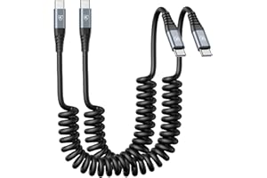 KIYODA USB C to C Cable 3ft 2Pack Coiled USB C Charger Cable for Car Type C Fast Charging Cable for iPhone 17/16/15/Plus/Pro/Pro Max/Samsung Galaxy S23