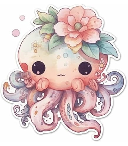 Tie Dye Octopus Vinyl Decal Sticker (2 Pack) - 5 Inch Colorful Decals For Car, Laptop, Window, Wall Decor - View #3