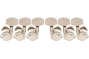 Musiclily Pro 3R3L 18:1 Ratio Full Sealed Locking Machine Heads Tuners Tuning Pegs Keys with Big Hex Button 45 Degree Screw for Acoustic Electric Guitar, Nickel