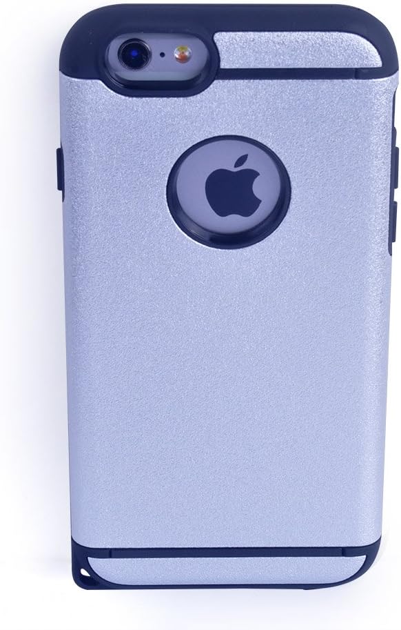 iPhone 6 Case, Kasima Premium Dual Layer Matte Shockproof Hybrid Armor TPU Rubber Arc Edge Cover Case with Dust Plug for iPhone 6 (Silver)