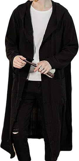 Amazon Bscoolメンズ ロングコート 長袖 フード付き トレンチコート 黒 メンズコート 薄手 軽量 アウター 秋服 カジュアル メンズ スプリングコート 大きいサイズ コート ジャケット 通販