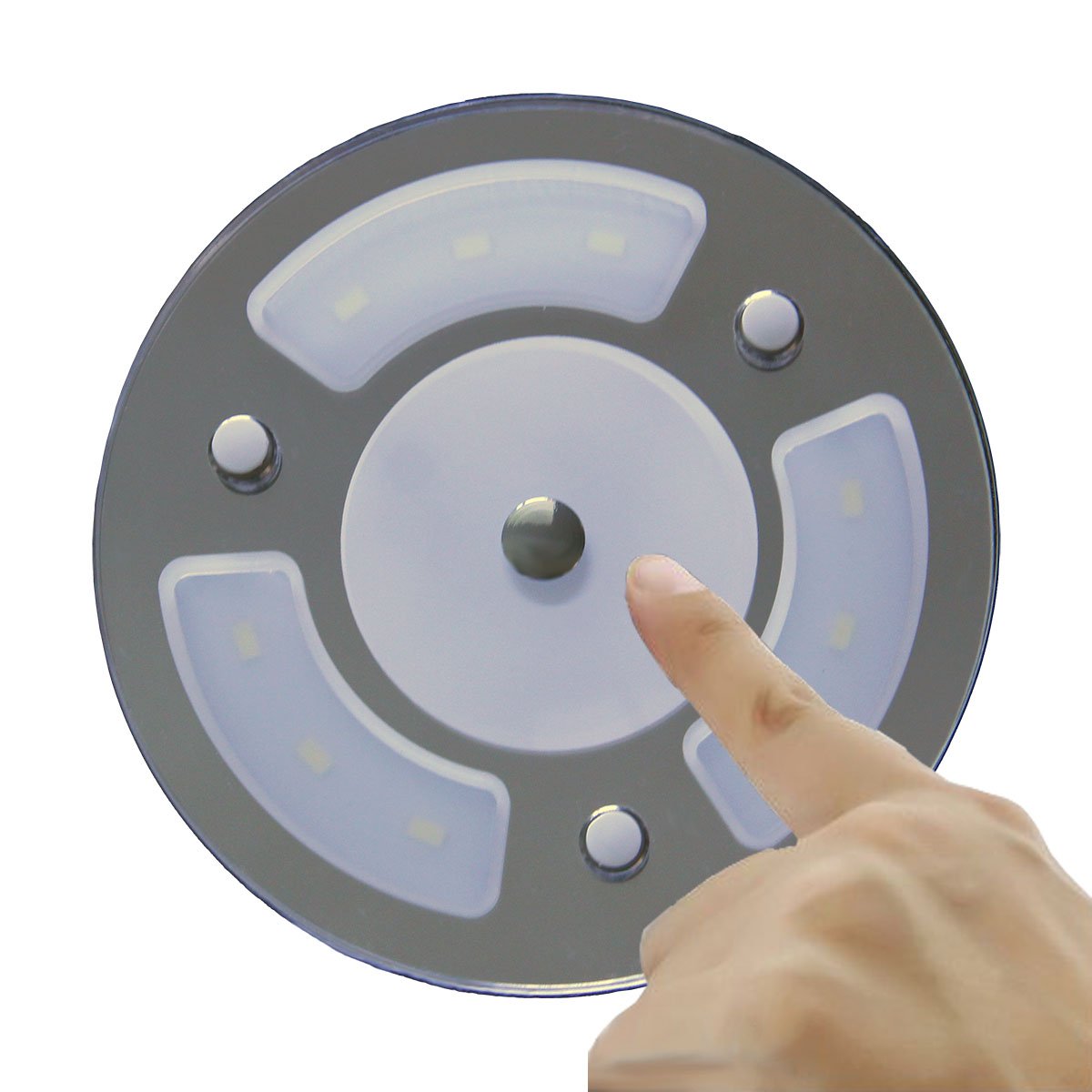 lighteu, 12 V 2.6 W Two Colour (warm White/Blue) panel light, Building LED Ceiling Light with Touch Switch and Touch Dimmer for Boat, Yacht, and Caravan, Motorhome, R10