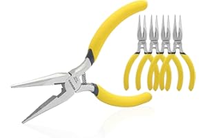 BOOSDEN 5" Needle Nose Pliers, Long Nose Pliers Set with Side Cutter,Mini Fine Needle Nose Pliers with Comfort Grip, Precision Small Needle Nose Plier for Electronics, Craft, Jewelry Making, 5 PACK