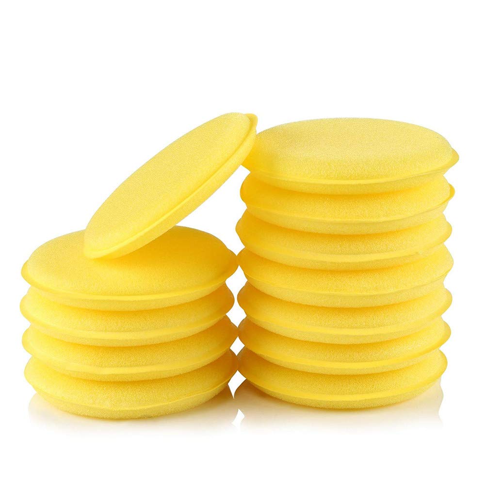 JIZUUU 12 Pcs Car Waxing Polish Sponge Super Soft Wax Foam Applicator Pads for Clean Car Vehicle Glass