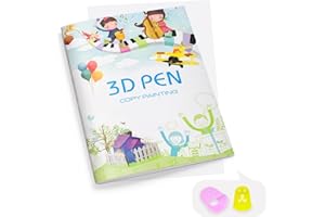 Dayker 3D Printing Drawing Book, Reusable 40 Vibrant Patterns Template with a PVC Transparent Board, Thick Paper Painting Graffiti Stencils for 3D Pen DIY Gifts