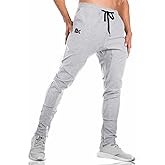 BROKIG Mens Jogger Sport Pants, Casual Zipper Gym Workout Sweatpants Pockets