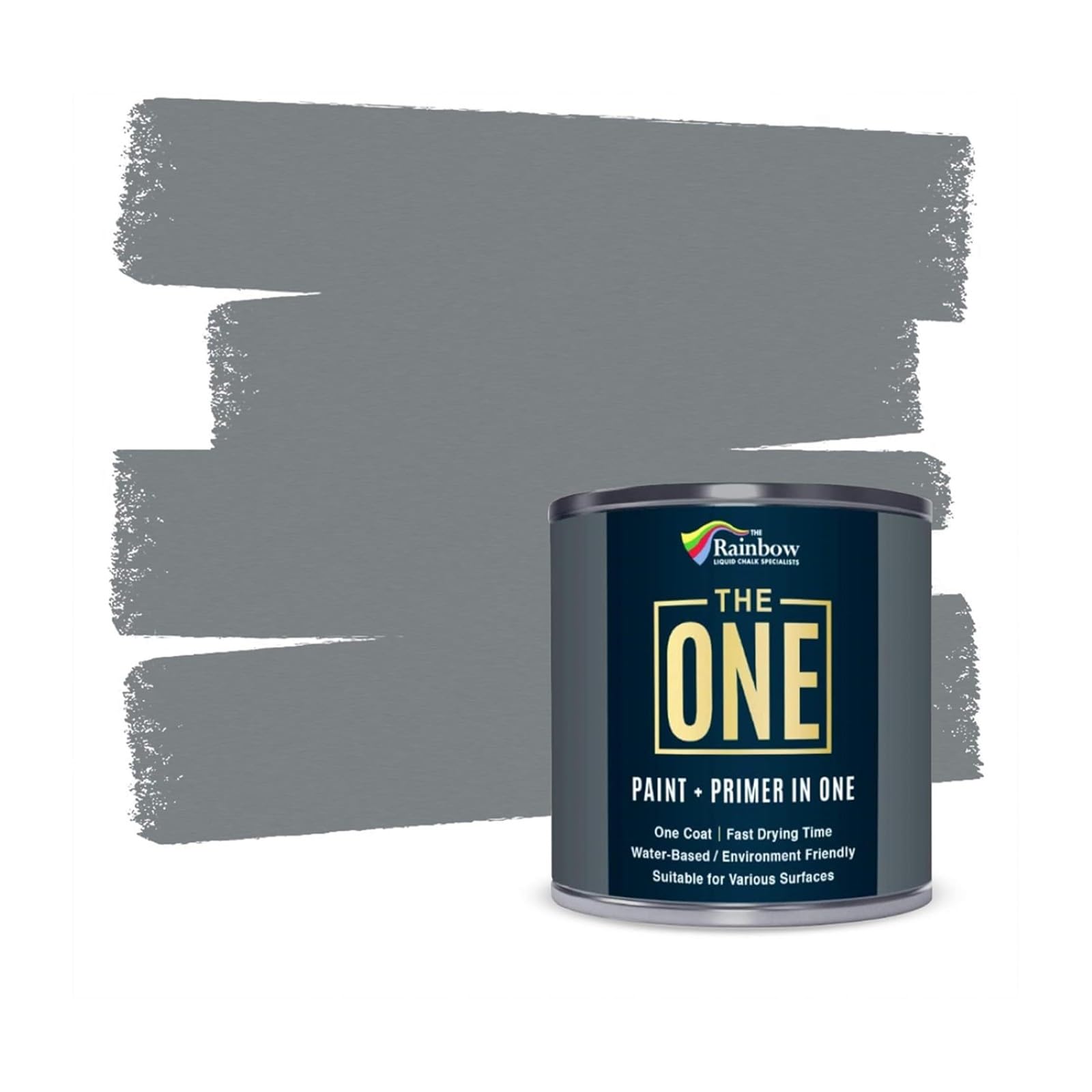 Photo 1 of THE ONE All-in-One Paint & Primer: Durable Furniture, Cabinet, Front Door, Wall, Bathroom, Kitchen - Fast Drying Interior & Exterior Craft Paint (Grey, Satin, 1 Liter)
