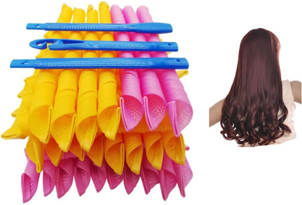 Julvie Curls Styling Kit, 20 No Heat Hair Curlers and 1 Styling HooksMagic Hair Curlers Spiral Curls Styling Kit Easily Create Beautiful Curly Hair Suitable for Long-haired Men and Women