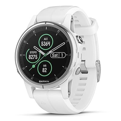 Garmin Fenix 5s Plus, Smaller-Sized Multisport GPS Smartwatch, Features Color TOPO Maps, Heart Rate Monitoring, Music and Garmin Pay, White/Silver