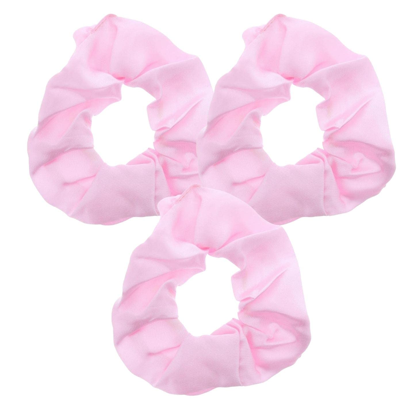 Topkids Accessories Bright & Pastel Satin Scrunchies Satin Hair Elastics Non-slip Ponytail Holders Satin Hair Scrunchies For Women, Ladies, Girls - Pack of 3 (Baby Pink)