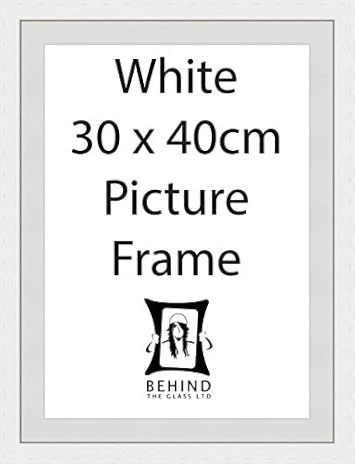 Behind The Glass - White 30x40cm Picture Frame with Mount – Wooden Photo Frame for Wall Display – Modern Poster Frame for Prints, Photos & Artwork – Fits 25x35cm with Mount