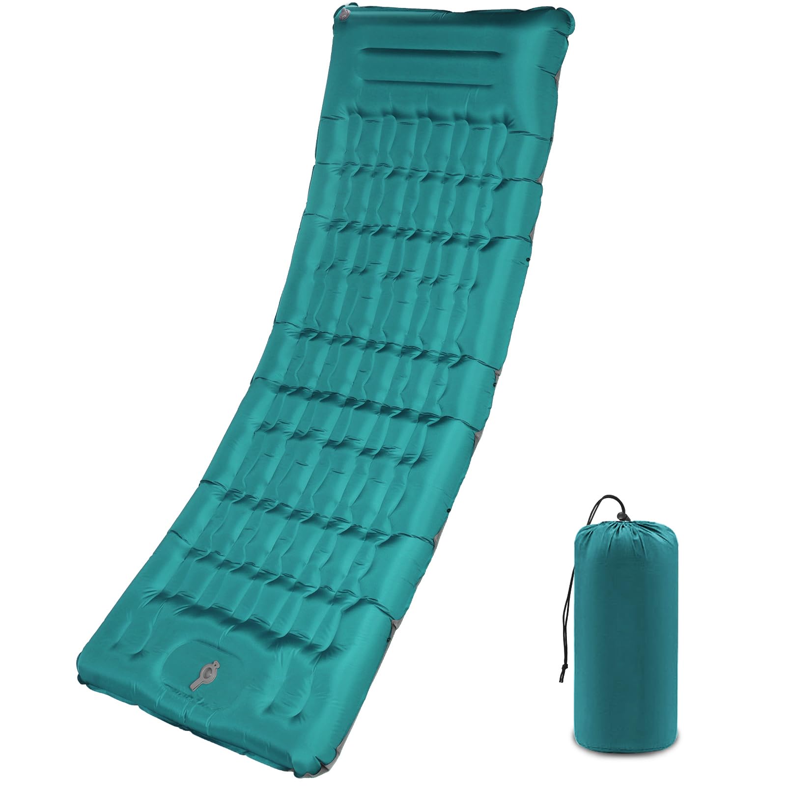 Photo 1 of Camping Sleeping Pad with Pillow: Extra Thick 4.7 Inch Ultra-Light Self Inflating Air Mattress, Portable Comfortable Extendable Inflatable Sleep Mat for Car Traveling and Hiking (Peacock Blue)