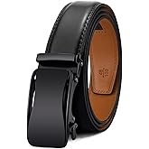 BULLIANT Mens Ratchet Belt,Leather Adjustable Slide Belt For Gift Mens Dress Casual 1 3/8",Size Adjustable