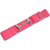 CELAEQ Kids 1.5 inch Elastic Equestrian Belt, Horse Riding Belt with Silver Buckle, Belt for Riding Breeches Girls (Coral), Adjustable