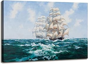 Wall Art Paintings Abstract Canvas Nautical Decor Nautical Sailing Decor Ocean Waves Wall Decorations Coastal Decor For Bedroom Wall art For Office art Canvas Prints Picture Home Office Wall Decor