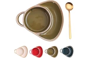 Soup and Side Bowl Plate Ceramic, Soup and Sandwich Plate Combo, Chip and Dip Divided Bowls, Plates for Salad Breakfast for H