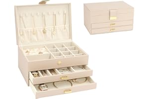 V-LAFUYLIFE 3-Layer Jewelry Box with 2 Drawers, Large Capacity Jewelry Holder Box for Women Girls, Best Gifts for Christmas V