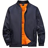 TRUPPALAND Men's Bomber Jacket, Warm Jackets Fall Winter Full Zipper Windbreaker Casual Coat