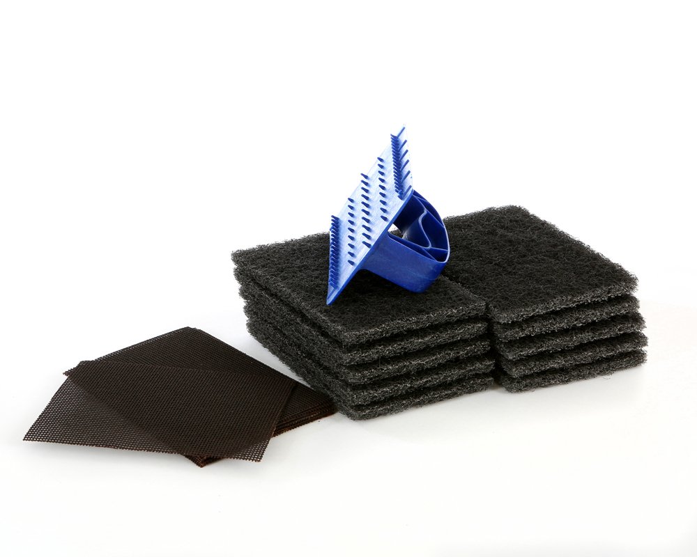 The Chemical Hut Blue Griddle Scourer Holder, 10 Cleaner Pads & 10 Mesh Screens For Cleaning Ovens, Grills, Pans And BBQ's/Barbeques