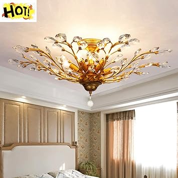 Ding Lamp Retro Schmiedeeisen Deckenleuchte Warm Wohnzimmer Deckenleuchte Unterputz Antik Messing Metall Kristall Kronleuchter Flur Esszimmer Deckenleuchten Gold Amazon De Kuche Haushalt