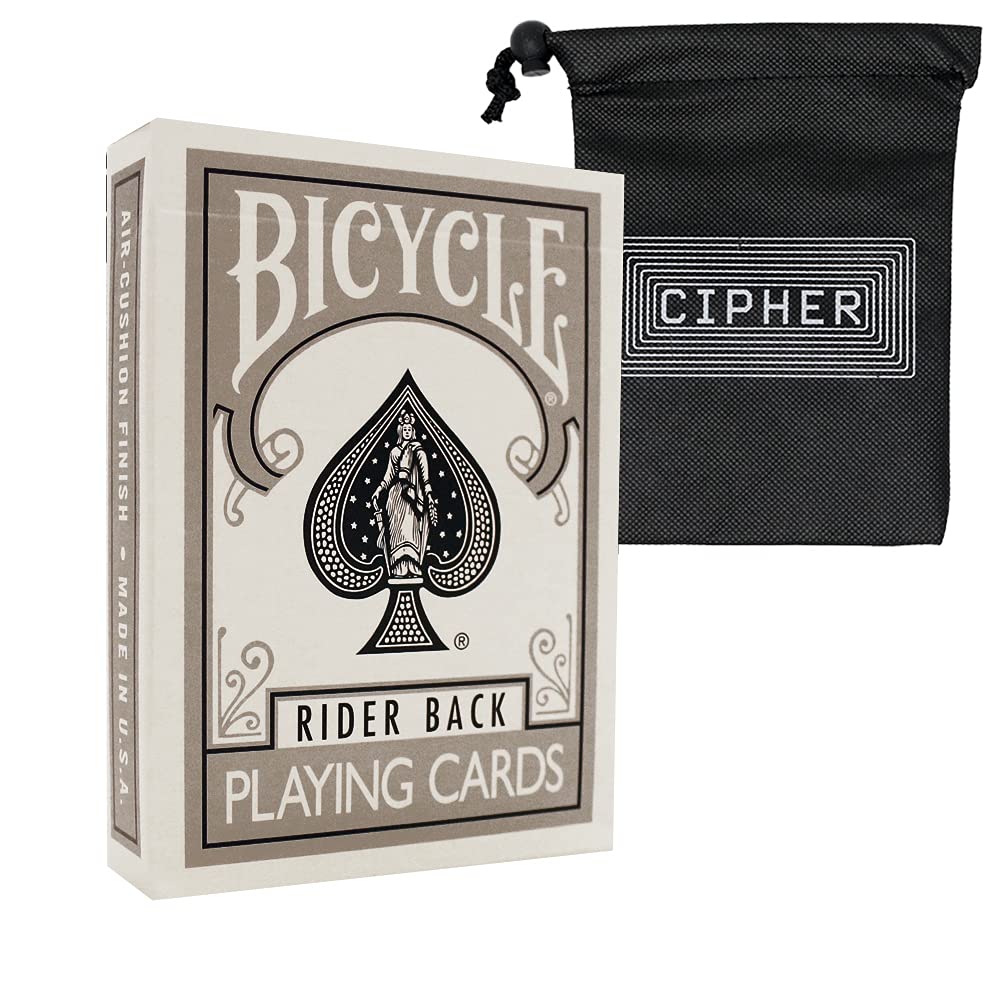 Silver Coloured Bicycle Playing Cards - Classic Rider Back Design- Includes Cipher Playing Cards Bag