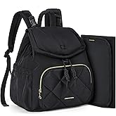 mommore Diaper Bag Backpack, Small Diaper Backpack for Travel, Drawstring Puffer Diaper Bag, Lightweight Quilted Baby Bag with Stroller Straps, Changing Pad