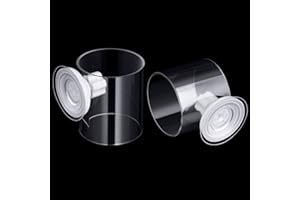 Dannisly 2Pcs Aquarium Fish Food Feeder Tube, Transparent Acrylic Fish Tank Feeding Bowls Tubes with Suction Cups, Adjustable Column Fish Feeder, Fish Feeding Floating Food Dish (2 Sizes)