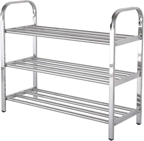FANHAO Upgraded 3 Tiers Stainless Steel Shoe Rack, Shoe Organiser Shoe