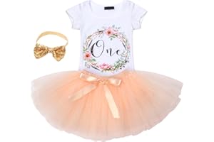 AmzBarley Baby Girls Tutu Skirt Outfit Set First Birthday Dress 1st Top Romper Cake Smash Outfit with Headband