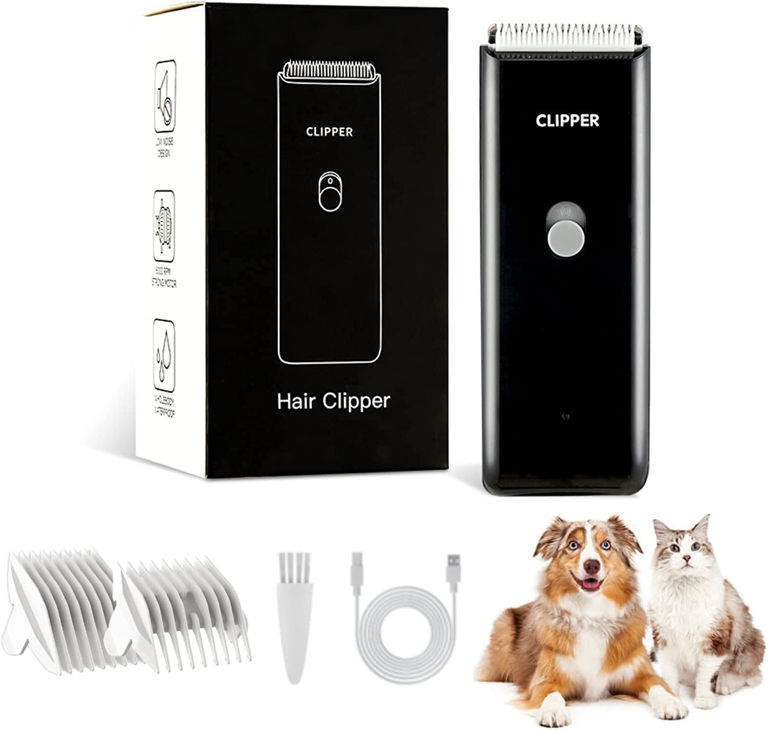 Professional Cat Grooming Clippers for Matted Hair, Low Noise Cat Dog Grooming Kit Rechargeable Pet Clippers Trimmer for Dogs,Puppy,Cats,Rabbit, Black — image 1