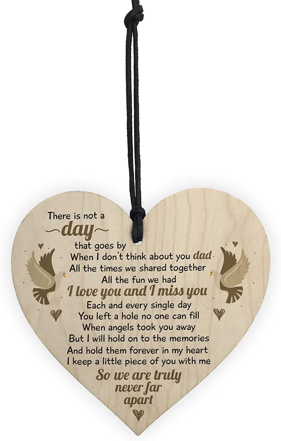 Red Ocean I Miss You Home Grave Garden Memorial Wooden Heart In Memory Dad Rememberance Plaque Gifts